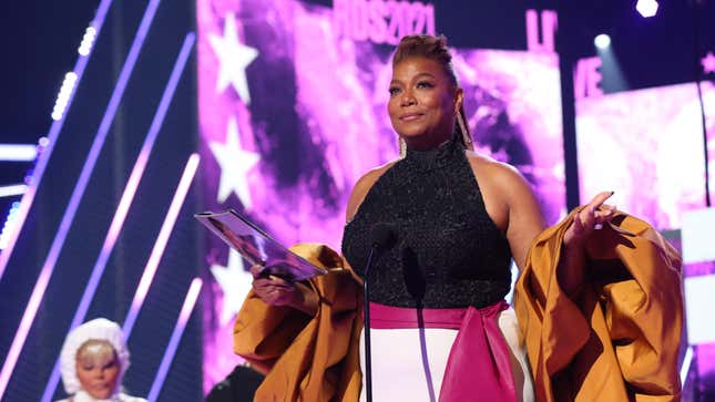 Queen Latifah accepts the Lifetime Achievement BET Award onstage at the BET Awards 2021.