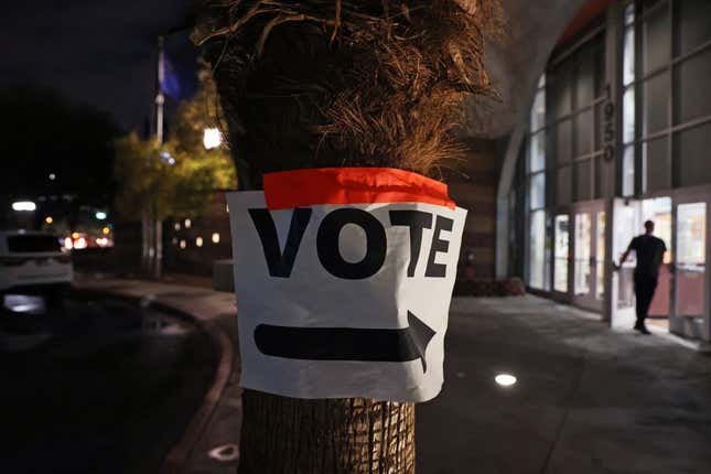 Doolittle Community Center polling place is seen before polls close in Las Vegas, Nevada, during midterm elections, on November 8, 2022.