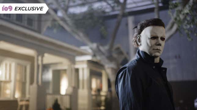Halloween Kills villain Michael Myers models his iconic white mask.
