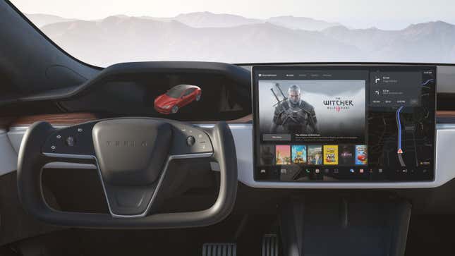 Imagen para el artículo titulado Tesla implementará la biblioteca de juegos de Steam en sus autos