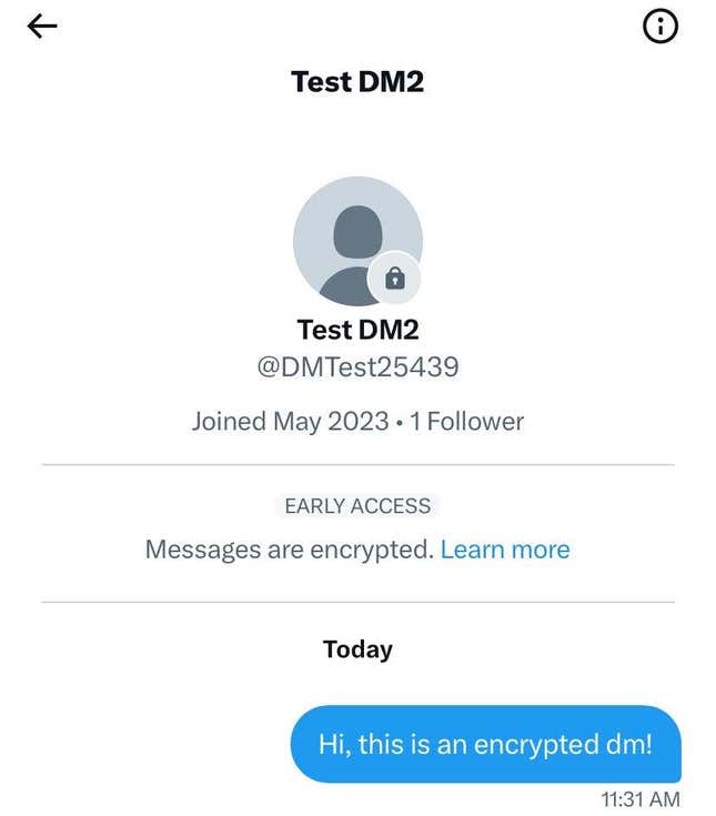 Image of Twitter encrypted DM