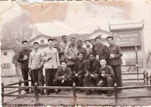 Eritrean president Isaias Afwerki in China in the 1960s. He is fifth from the left, rear row.