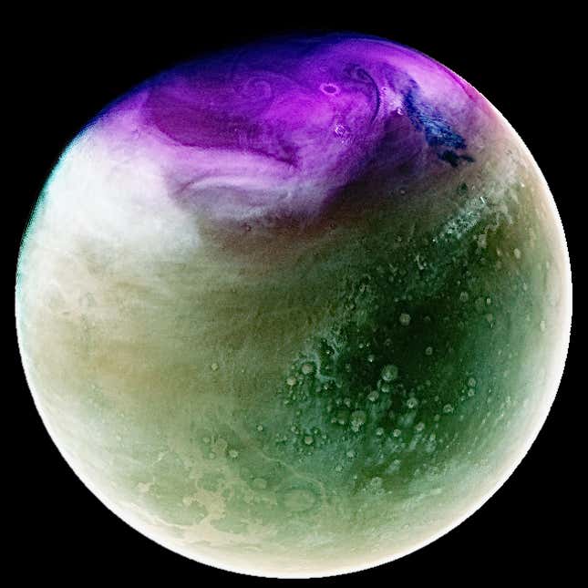 Imagen para el artículo titulado La sonda MAVEN nos muestra Marte como nunca antes. Este es el aspecto del planeta en el espectro ultravioleta