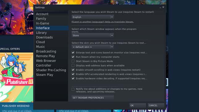 A setting within Steam is enabled and allows the program to launch on startup.