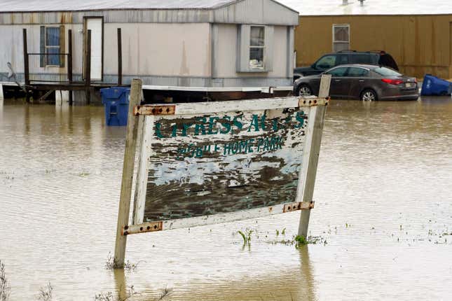 A flooded mobile home community in Ruleville, Mississippi on December 14. 