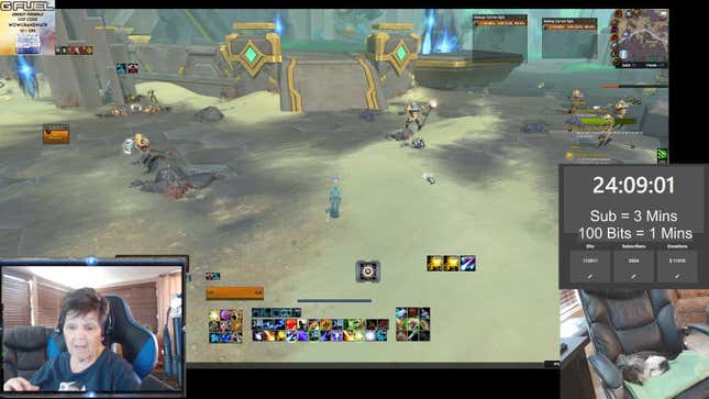 A screenshot of WowGrandma78's subathon livestream, which has been running for more than 10 days.