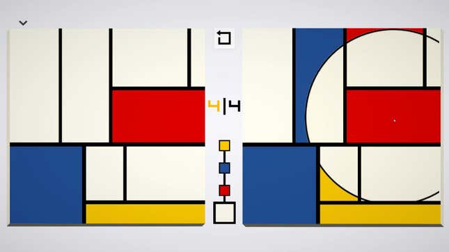 A puzzle from Please, Touch The Artwork, based on the art of Mondrian.