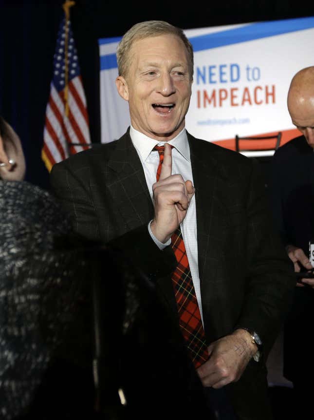 Steyer at an “Impeach Trump” event.