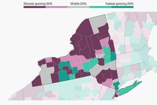 Income growth in New York counties
