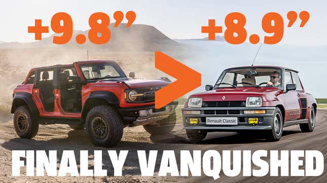Image for article titled The New Bronco Raptor May Have Finally Beaten The Renault 5 On One Important Stat