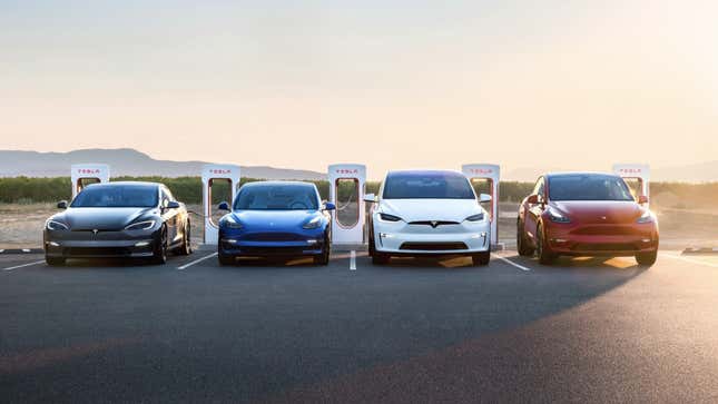 Tesla's full model lineup including a Model S, Model 3, Model X and Model Y.