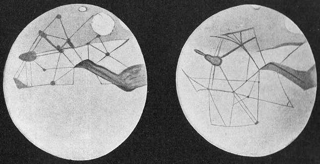 Martian canals depicted by astronomer Percival Lowell.
