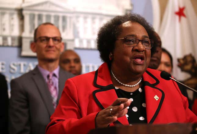 SACRAMENTO, CA - APRIL 03: California State Assemblymember Shirley Weber (D-San Diego) speaks during a news conference to announce new legislation to address recent deadly police shootings on April 3, 2018, in Sacramento, California