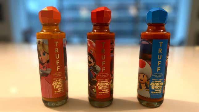 Mario, Toad and Princess Peach hot sauces.