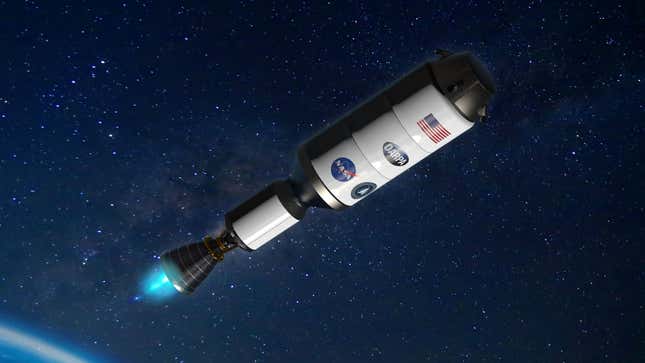 An artist’s impression of the DRACO spacecraft, which will feature the new nuclear thermal rocket engine. 