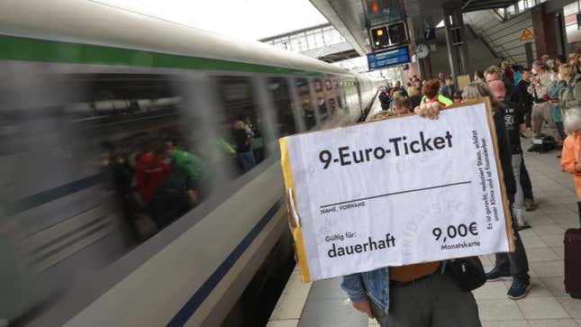People in Germany are demanding an extension to the lower fares, as seen here in Gesundbrunnen Station.