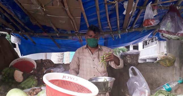 Shantaram Prajapati claims his business has reduced by half because of the migrant exodus.