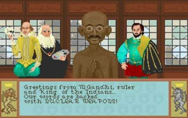 Image for article titled This is why Mahatma Gandhi is so evil in Civilization