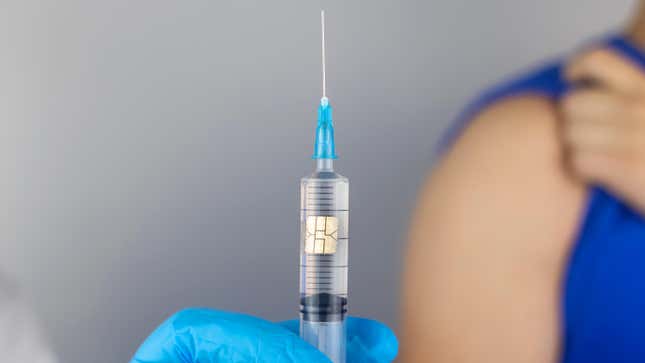 Stock photo of a microchip in a syringe
