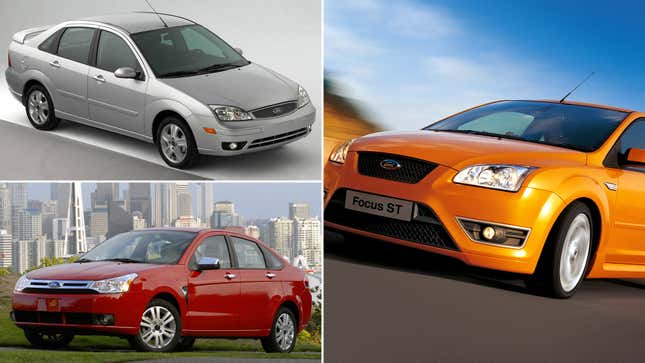Counter-clockwise from top left: the 2005-07 North American Focus, 2008-11 North American Focus, and 2004-07 Global Focus.