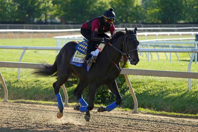 Medina Spirit during a morning workout at Pimlico Race Course.