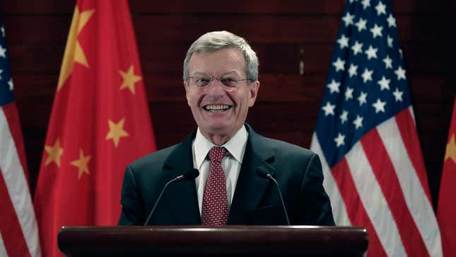 U.S. Ambassador to China, Max Baucus meets the media in the U.S. Embassy on March 18, 2014 in Beijing, China.