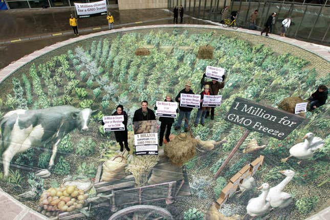 Kurt Wenner’s ‘3D farm’ artwork in Brussels.