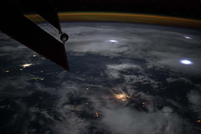 Image for article titled What lightning strikes look like from space