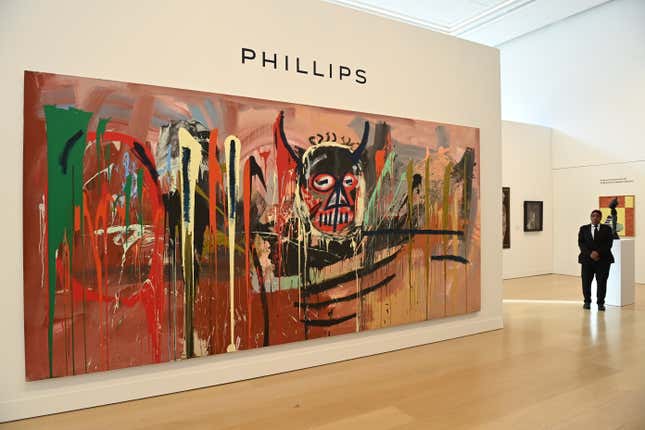 ‘Basquiat’s Untitled, 1982&#39; at Philips on February 28, 2022 in London, England. 