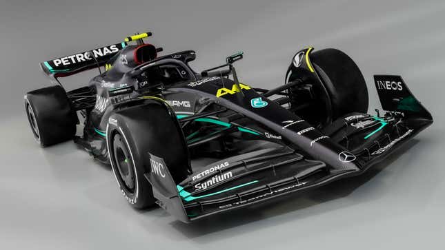 A render of the 2023 Mercedes Formula 1 car. 