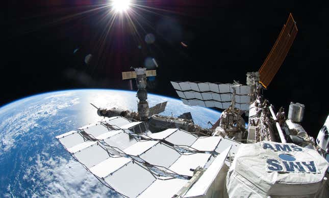 The AMS-02 experiment aboard ISS.