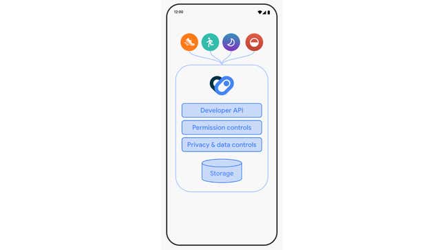 A screenshot of what the Health Connect API works like