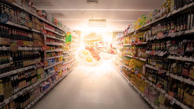 Breakfast aisle in grocery store