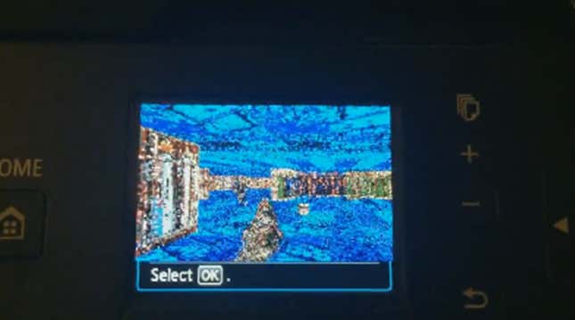 A screenshot shows a hacked printer playing Doom. 