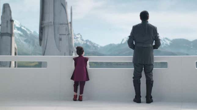 leia and bail looking at the views.