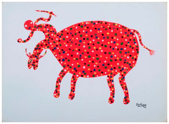 Bhuri Bai, Untitled, acrylic on paper.