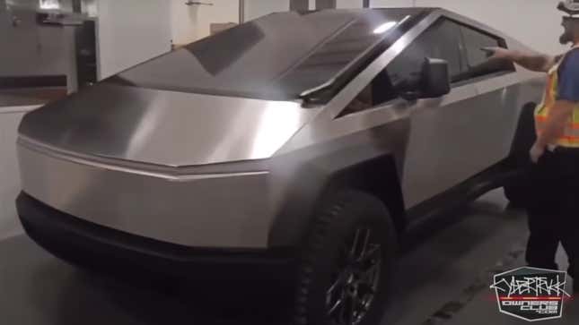 Image for article titled There Is Now At Least One Tesla Cybertruck And It Looks Goofy As Hell