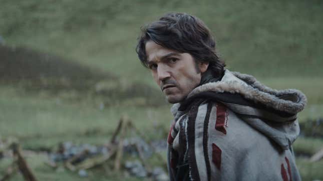 Cassian Andor looks back over his shoulder.