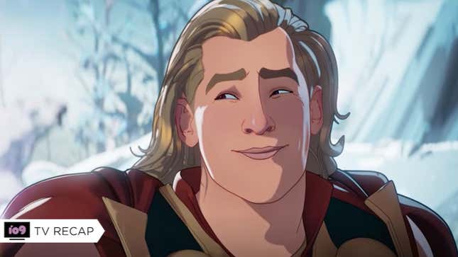 What If's animated Thor wears a smirky grin while standing in a snowy landscape.