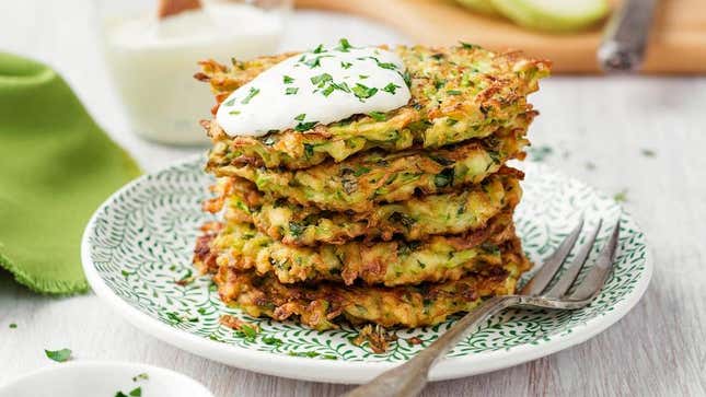 squash fritters on plate