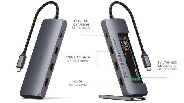 Imagen para el artículo titulado Una buena idea: un hub USB-C que además de ampliar puertos lleva dentro una bahía para discos M.2