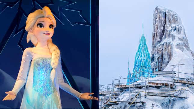 Elsa sings Let it Go in World of Frozen ride Hong Kong Disneyland inside ice palace