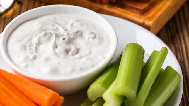 Easy homemade blue cheese dressing with celery and carrots