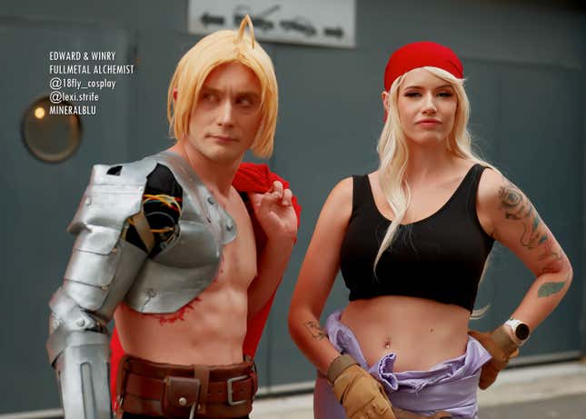 Edward and Winry from Full Metal Alchemist.