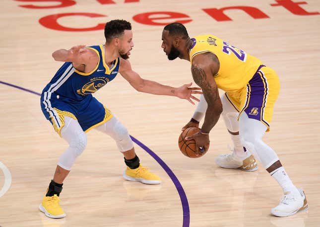 Steph Curry and LeBron James play some basketball.