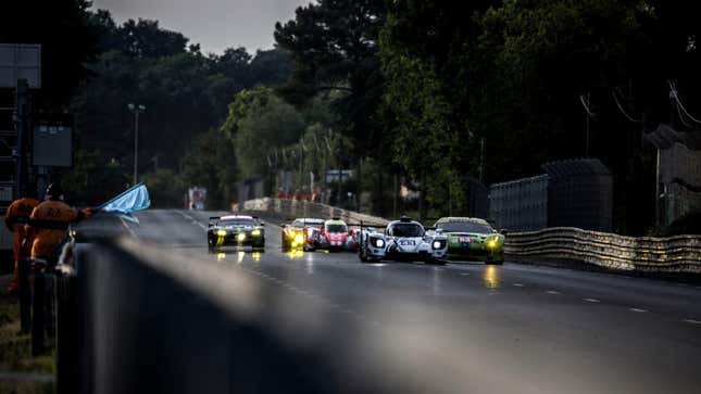 Cars barrel down the Mulsanne Straight during the 2017 24 Hours of Le Mans