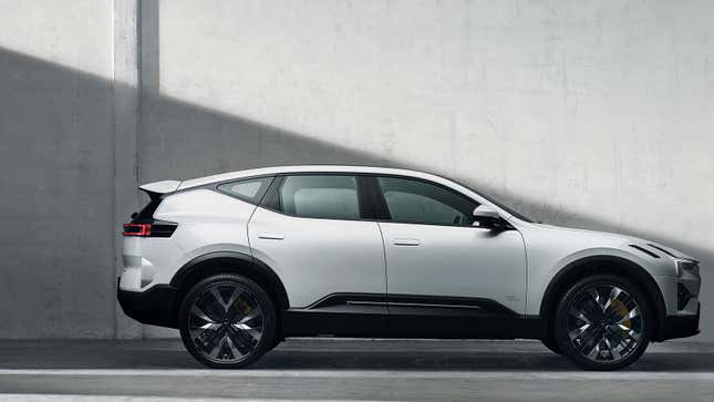 An image of the Polestar 3 SUV in profile.