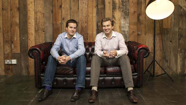 Taavet Hinrikus, left, andKristo Käärmann, right, discovered a simpler way to transfer money when they moved to London.
