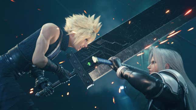 cloud and sephiroth locked in battle in final fantasy vii remake intergrade - best ps5 games