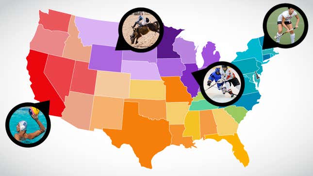 Image for article titled Field Hockey America Vs. Rodeo America: Mapping The Faultlines Of America&#39;s Regional Sports